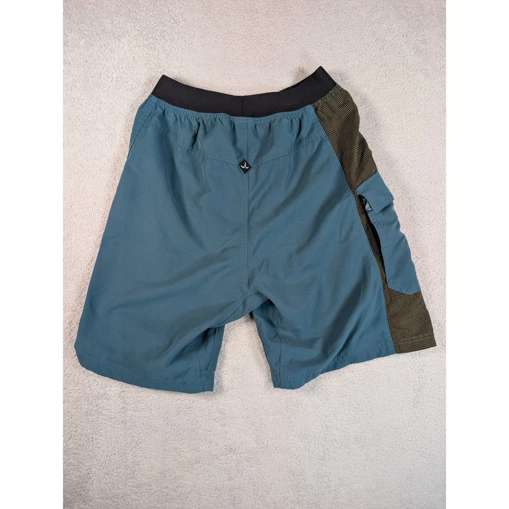 Prana Breathe Mens Nylon Cargo Shorts Teal Blue Green Climbing Hiking Size M